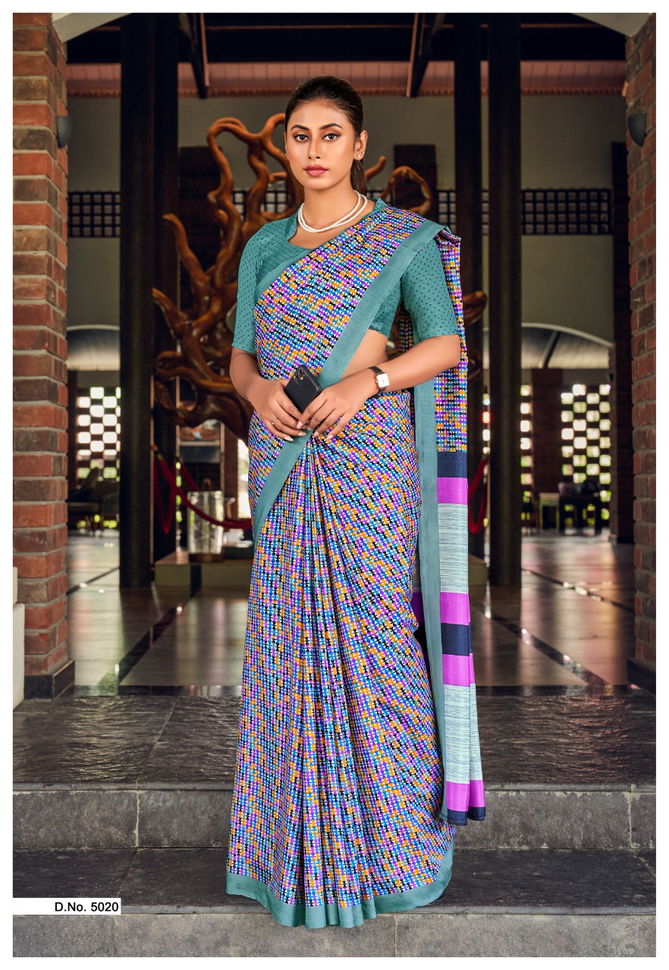 Malgudi Silk Uniform Printed Designer Wholesale Sarees For Bussiness